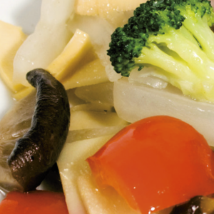 Selección de verduras al wok con salsa de ostras